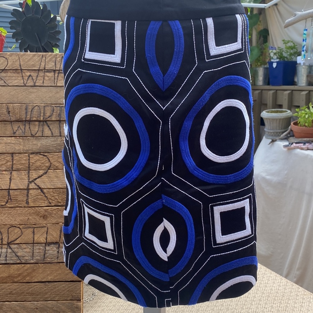 Spanner "Dance Hall Days" Geometric Midi Skirt - Size 8, Stretch Fit